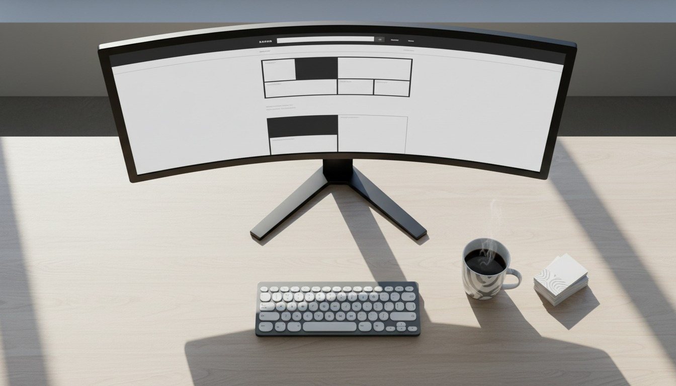 Monitor con el esquema de una página web
